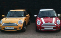Red Mini Yellow Mini Driving School cars