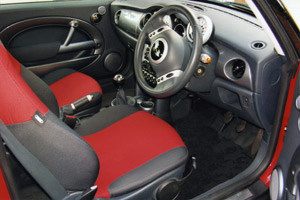 Red Mini Cooper interior